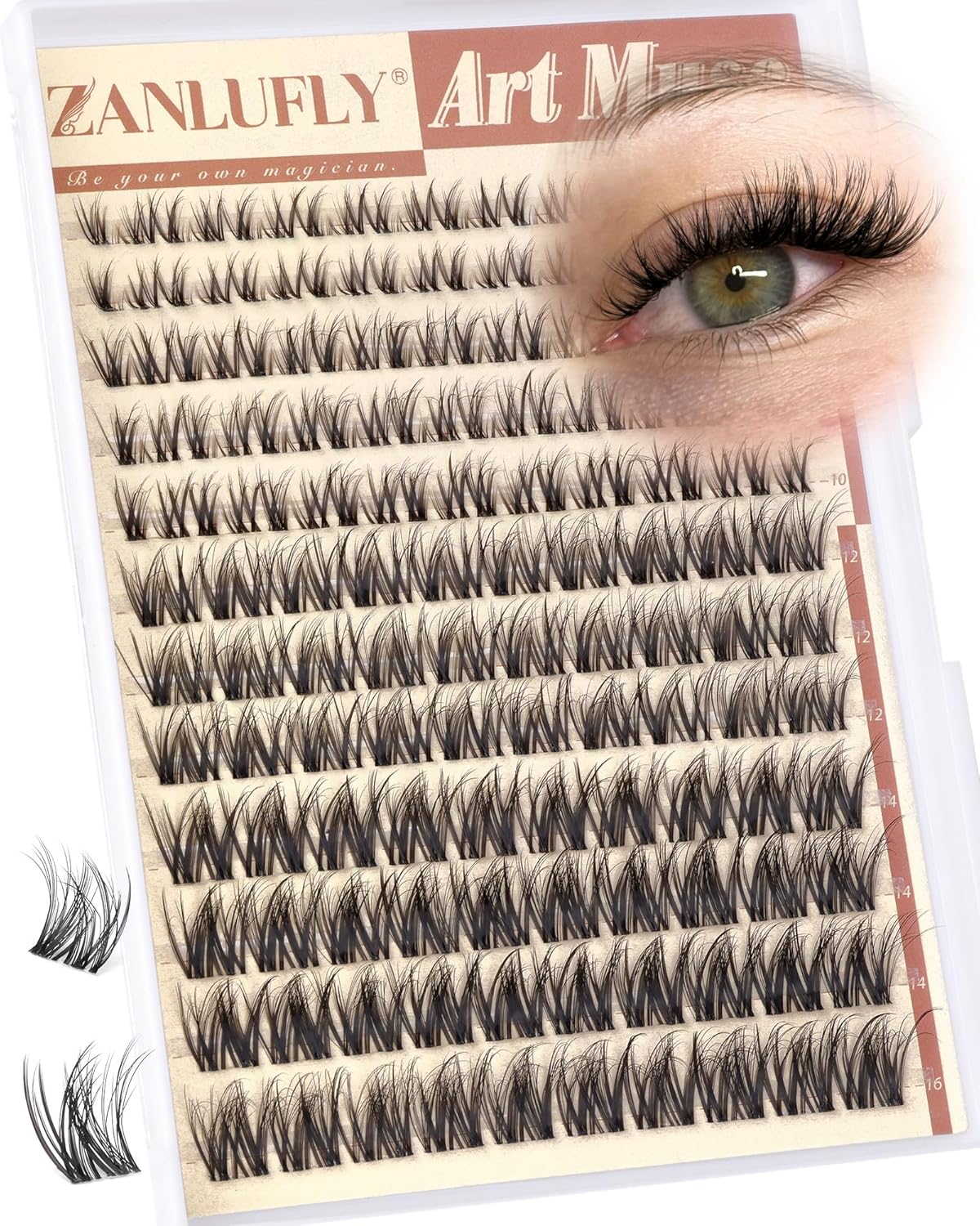 Spider Lash Clusters - Natural Wispy Eyelash Extensions | Light & Fluffy 8-16mm D Curly Lashes