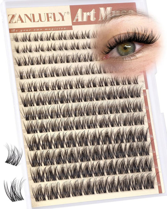 Spider Lash Clusters - Natural Wispy Eyelash Extensions | Light & Fluffy 8-16mm D Curly Lashes