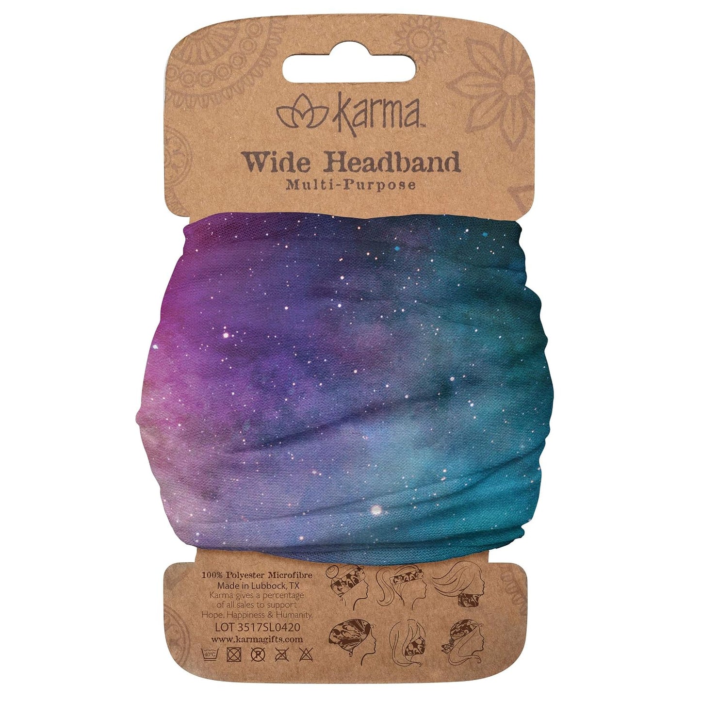 Floral Headband for Women - Teal/Apricot Split Design | Wide Fabric & Stretchy Hair Scarf