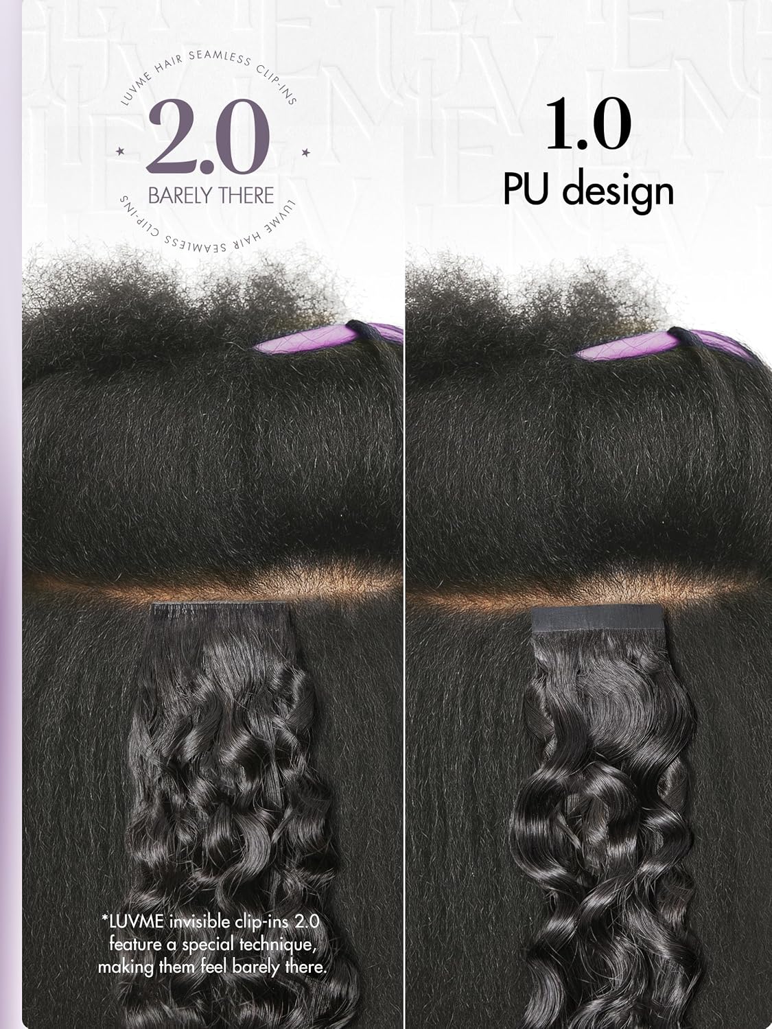 Invisible Messy Curly Clip-In Hair Extensions - Real Human Hair for Women | 14 Inch, 110g, 6 Pcs, Remy Hair
