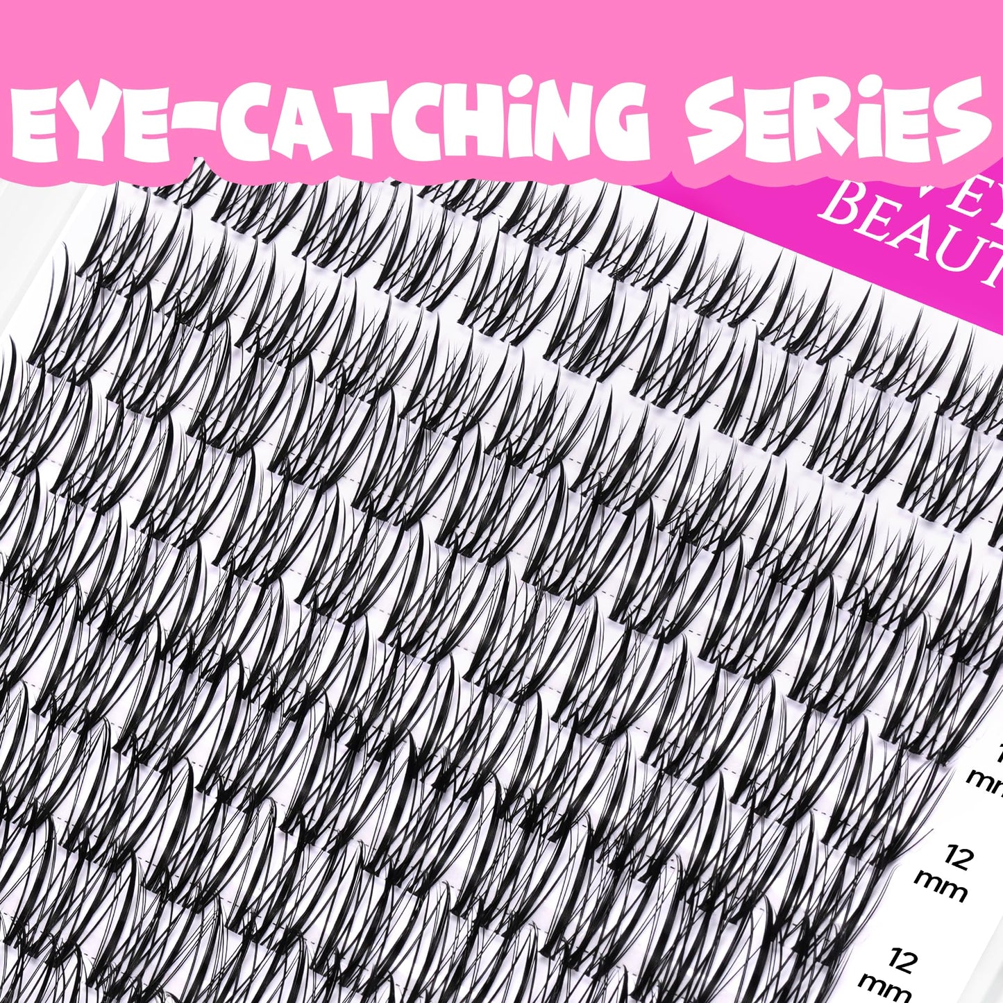 VEYESBEAUTY Lash Clusters Individual Eyelash Extensions Thin & Invisible Band DIY False Eyelashes for Self-application Eye-Catching Series Wispy Lash Tray, Flutter 8-18mm Mixed Length