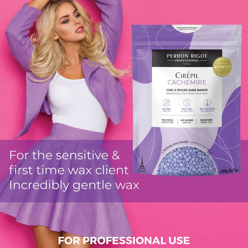Cirepil - Cachemire - 800g / 28.22 oz Hard Wax Beads Bag - Ultra-Comfort Rosin-Free Wax for Sensitive Skin - Creamy, Stripless Hair Removal for Face & Intimate Areas - Low Temp Refill Bag Refill Bag