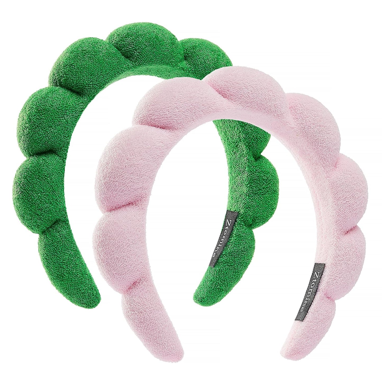 Spa Headbands for Face Washing | Soft Cotton Terry Cloth Set of 2 - Pink & Blue