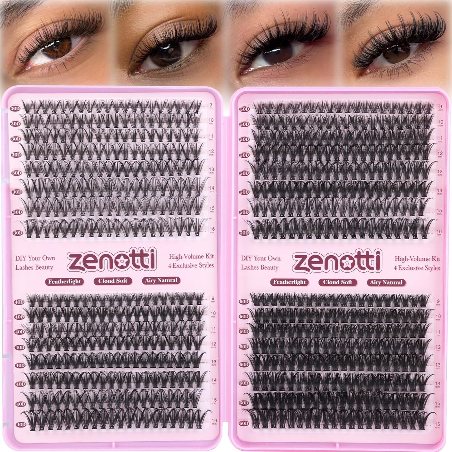 Natural Eyelash Clusters - 640PCS Wispy 30D/40D/50D/60D Extensions | 9-16mm DIY Individual Lashes