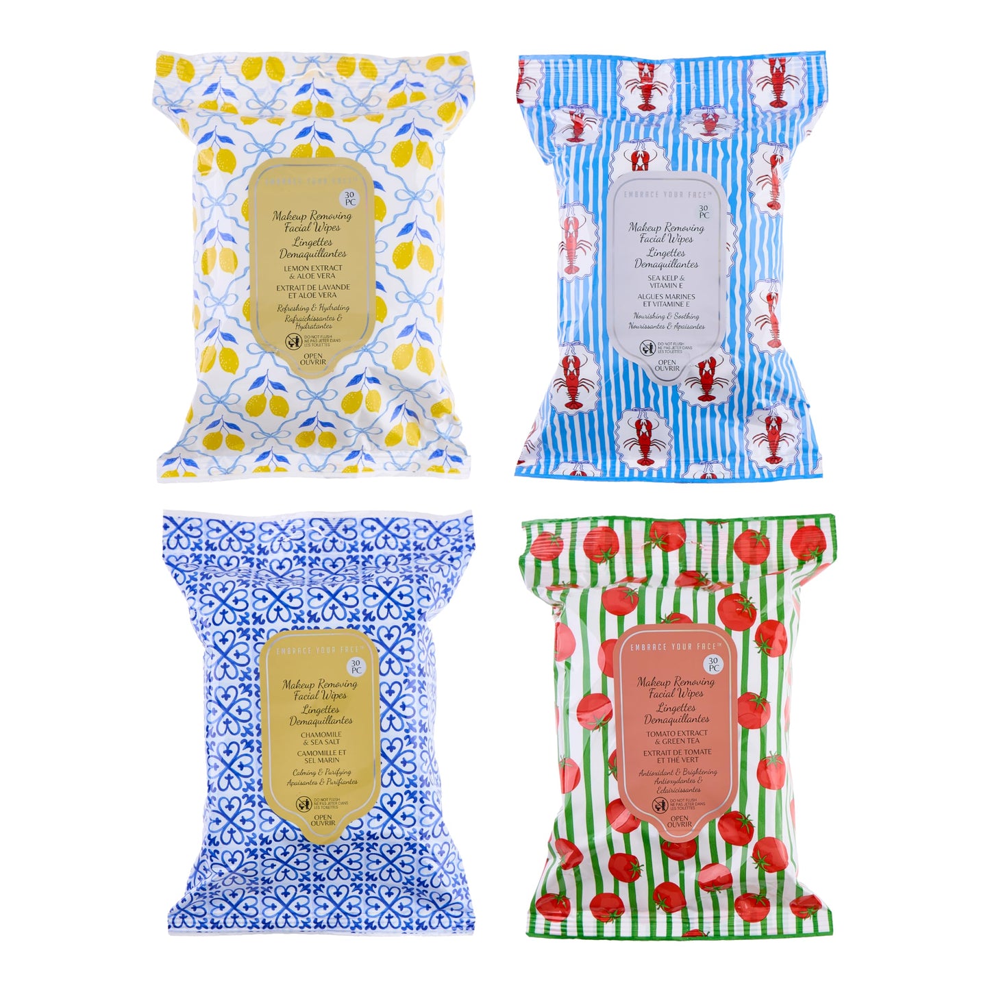 120pc Makeup Remover Wipes Variety Pack - 4-Pack All Skin Types