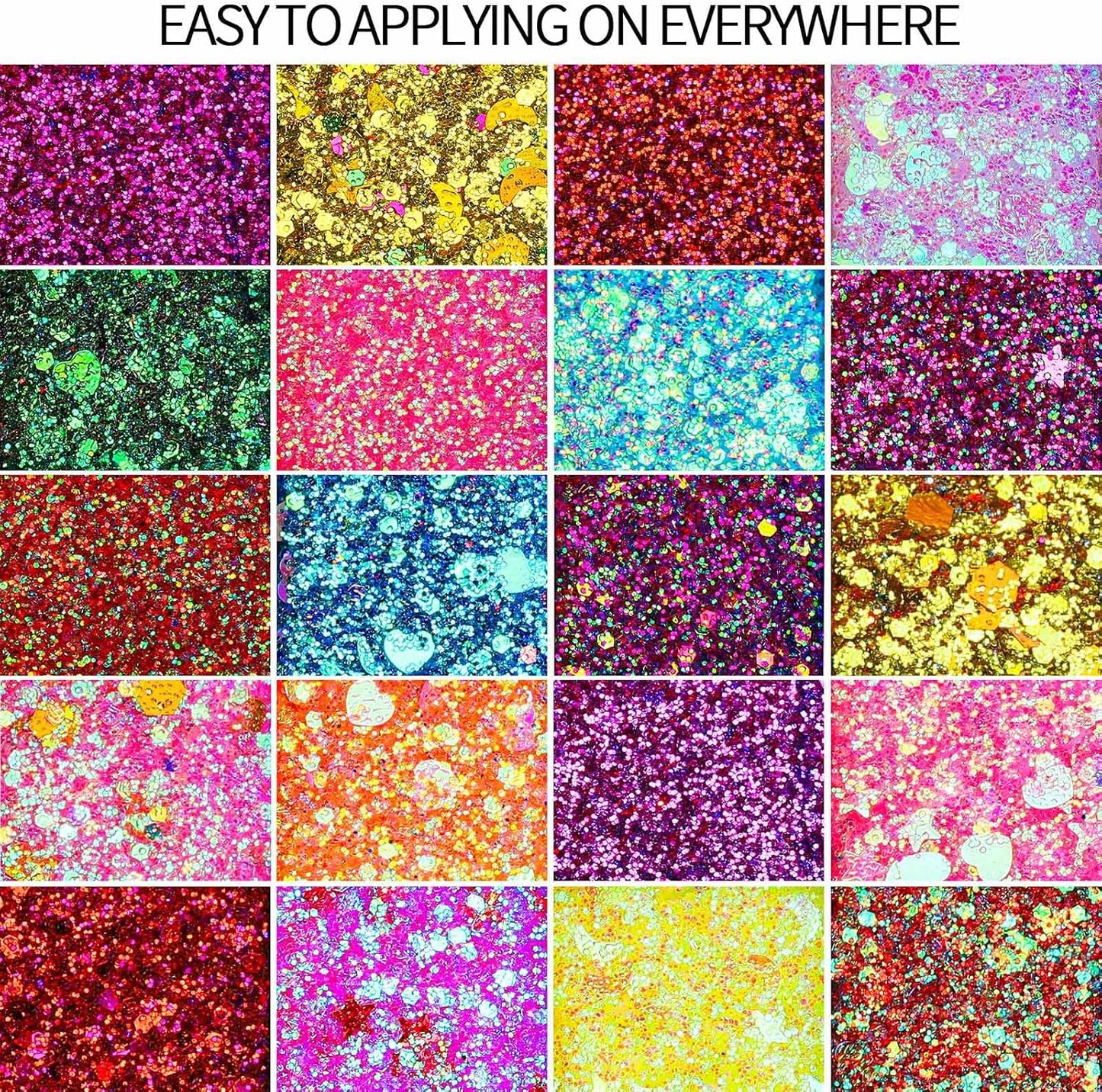 FANDAMEI Face Glitter Gel - 40 Colors Multi-Purpose Glitter for Hair, Face & Body | No Glue Needed, Perfect for Halloween & Rave