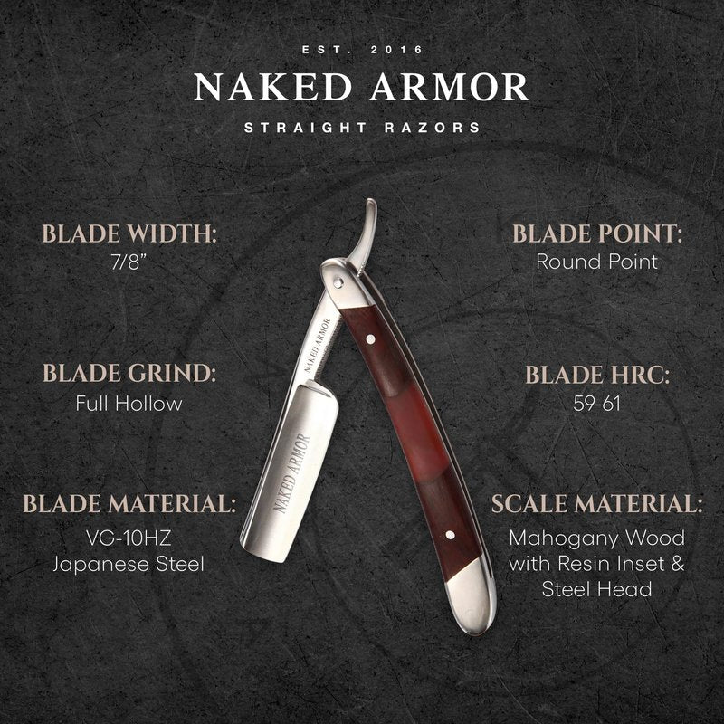 Naked Armor Gaheris Straight Razor Kit – Complete Shaving Kit with Shave Ready Straight Razors for Men, Strop, Stand, Soap, Brush, Bowl, Case, Wet Shaving Men Grooming Gift Set