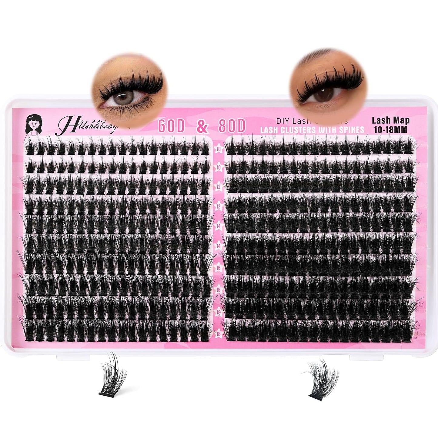 Lash Clusters - 100D & 200D Mega Thick Wispy Volume Lashes | 12-22mm, 280 Pcs Plant Fiber DIY Eyelash Extensions