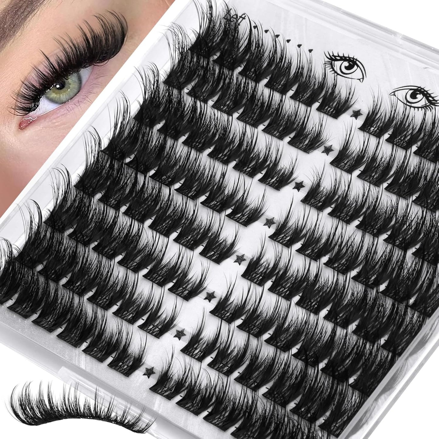 Fox Eye Lash Clusters - Natural Eyelash Extensions 8-14MM | Pre-Mapped Cat Eye Design
