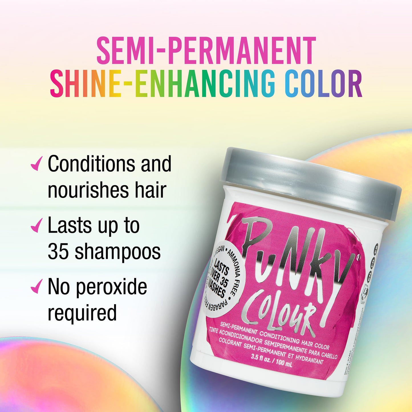 Punky Colour Flamingo Pink Semi Permanent Hair Color – Vibrant Pink Hair Dye, Vegan & Cruelty-Free Conditioning Formula, Lasts Up to 35 Washes, 3.5 fl oz