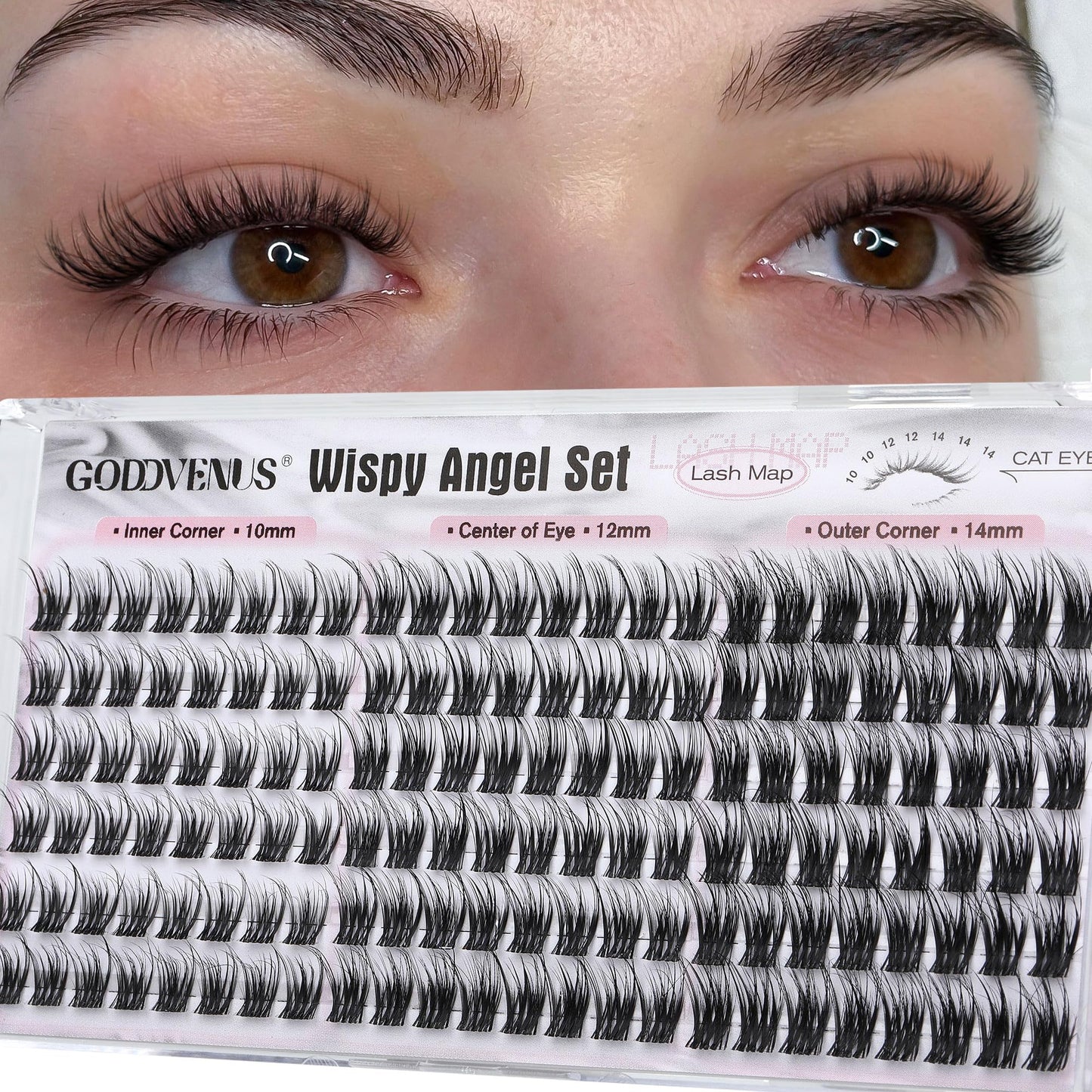Short Wispy Lash Clusters 10-12-14mm Eyelash Clusters Set C Curl Fluffy Natural Lash Clusters for Effortless Eyelash Extensions Individual Lashes DIY False Eyelashes 144pcs