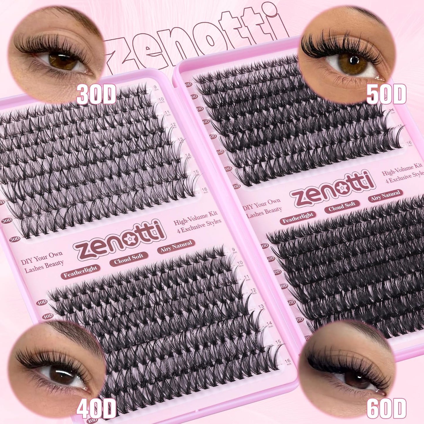 Natural Eyelash Clusters - 640PCS Wispy 30D/40D/50D/60D Extensions | 9-16mm DIY Individual Lashes