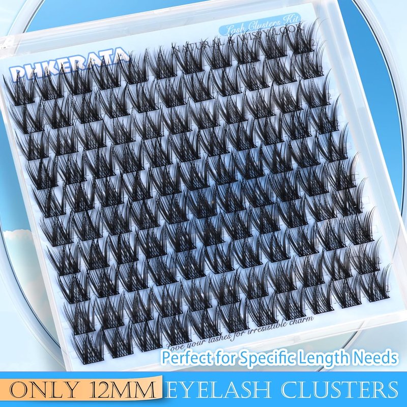 12mm Wispy Lash Clusters - Natural C Curvature Eyelash Extensions for DIY Daily Wear | Soft Lash Band