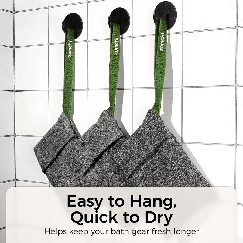 ZOMCHI Exfoliating Soap Bags, 3-Pack Body Scrubber Savers for Bar Soap, Designed for Deep Cleansing & Exfoliation (Gray)