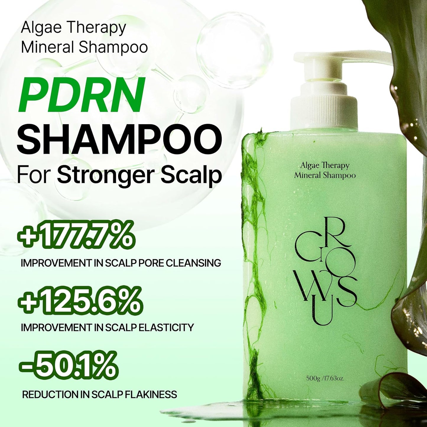 Algae Therapy Seaweed Shampoo - Marine Peptide & Biotin Formula | Volumizing Scalp Strengthening Wash | 16.9 Fl Oz (500ml)