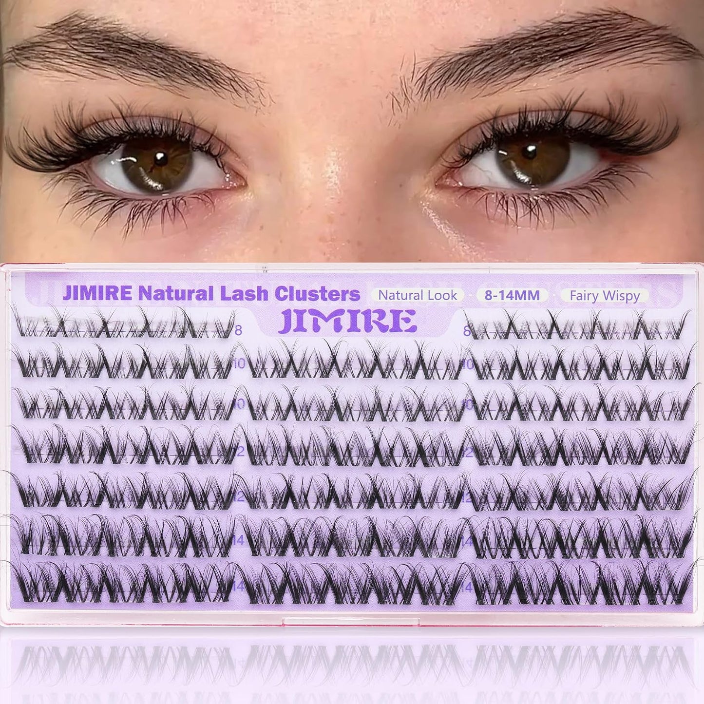 Natural Lash Clusters - Wispy 8-12MM C-Curly Eyelash Extensions | 120Pcs DIY Clear Band Lashes