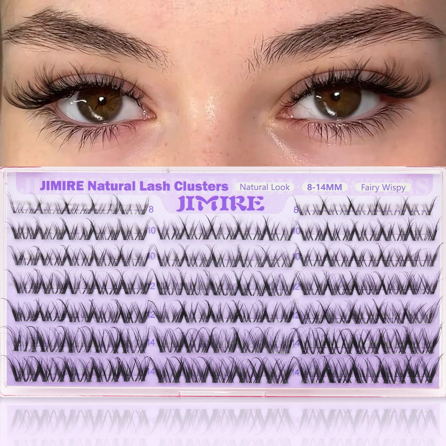 Spider Breeze Lash Clusters Wispy Eyelash Clusters CC Curly Natural Lashes Clusters Fluffy Cluster Eyelash Extensions Natural Look 8-14MM Short Cluster Lashes for Clean Baddie Makeup Look by JIMIRE
