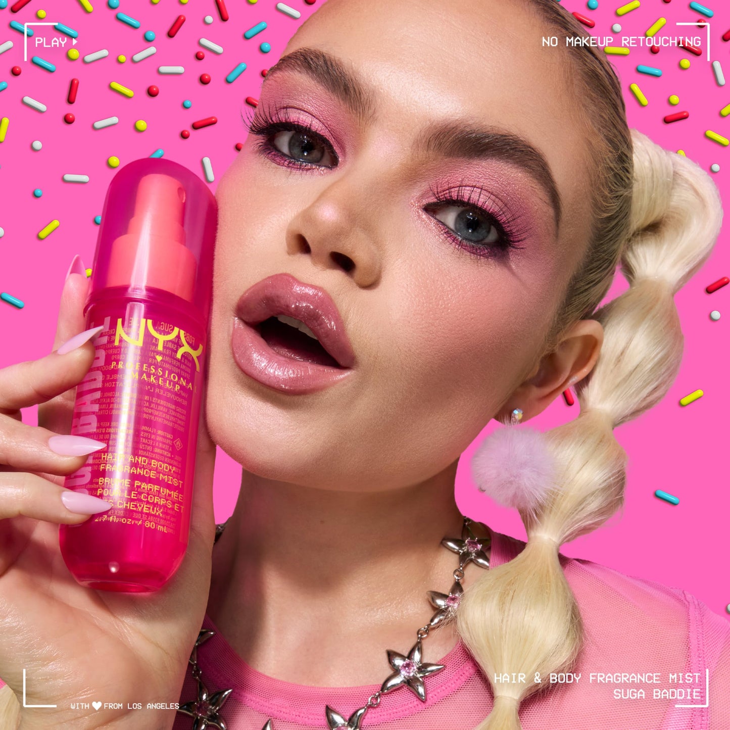 NYX PROFESSIONAL MAKEUP Fat Oil Fragrance Mist Perfume, Suga Baddie Vanilla & Whipped Cream Scent, Long Lasting Hair & Body Spray with Musk, Vegan & Cruelty Free, 2.7 fl oz