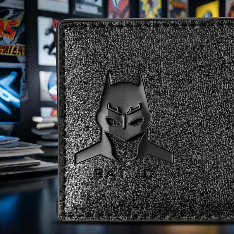 AMARONE Leather Bat Wallet, Superhero Card Holder with Multiple Card Slots, Face Eyes Cutout Card Holder, Personalized ID Wallet
