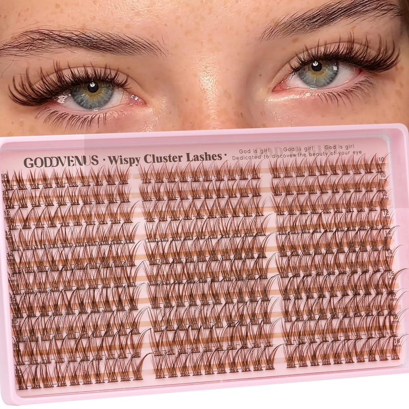 Brown Lash Clusters - Natural Wispy Eyelash Extensions for Soft Glam | 300 Pcs, C Curl, Waterproof (10-16mm)
