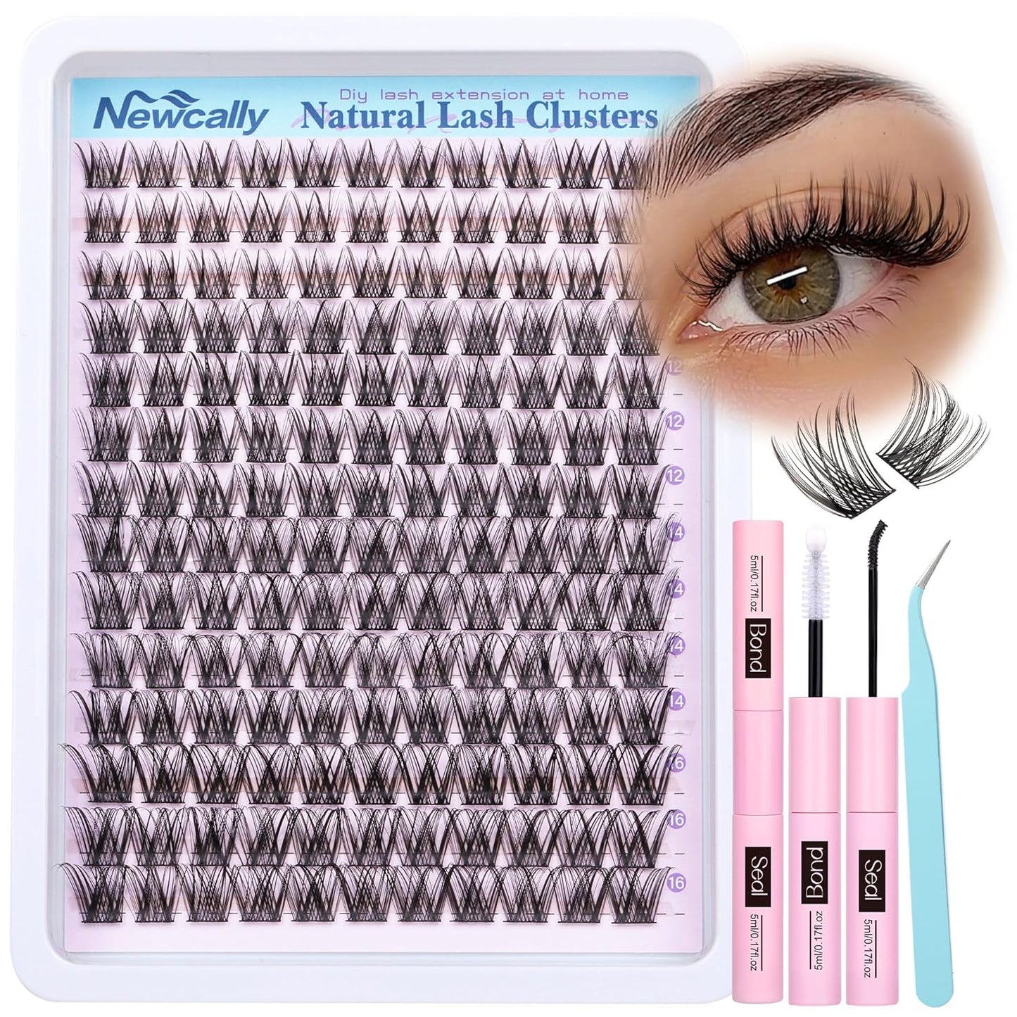 Lash Clusters Kit - Wispy Natural C-Curly Eyelash Extensions | DIY Volume Lashes 10-16MM