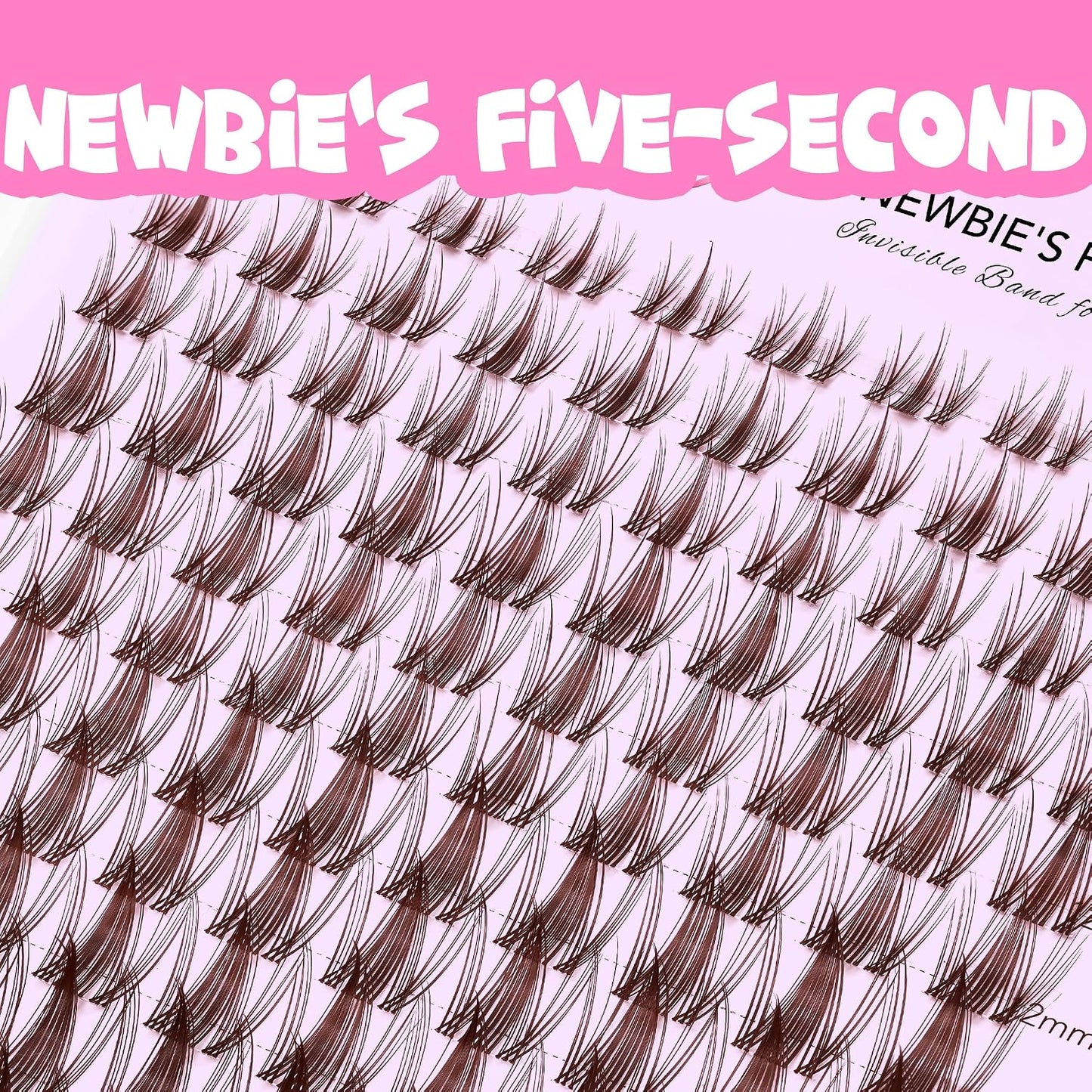 Brown Manga Lash Clusters - DIY Individual Eyelash Extensions with Thin Invisible Band | 8-18mm Mixed Lengths for Easy Self-Application