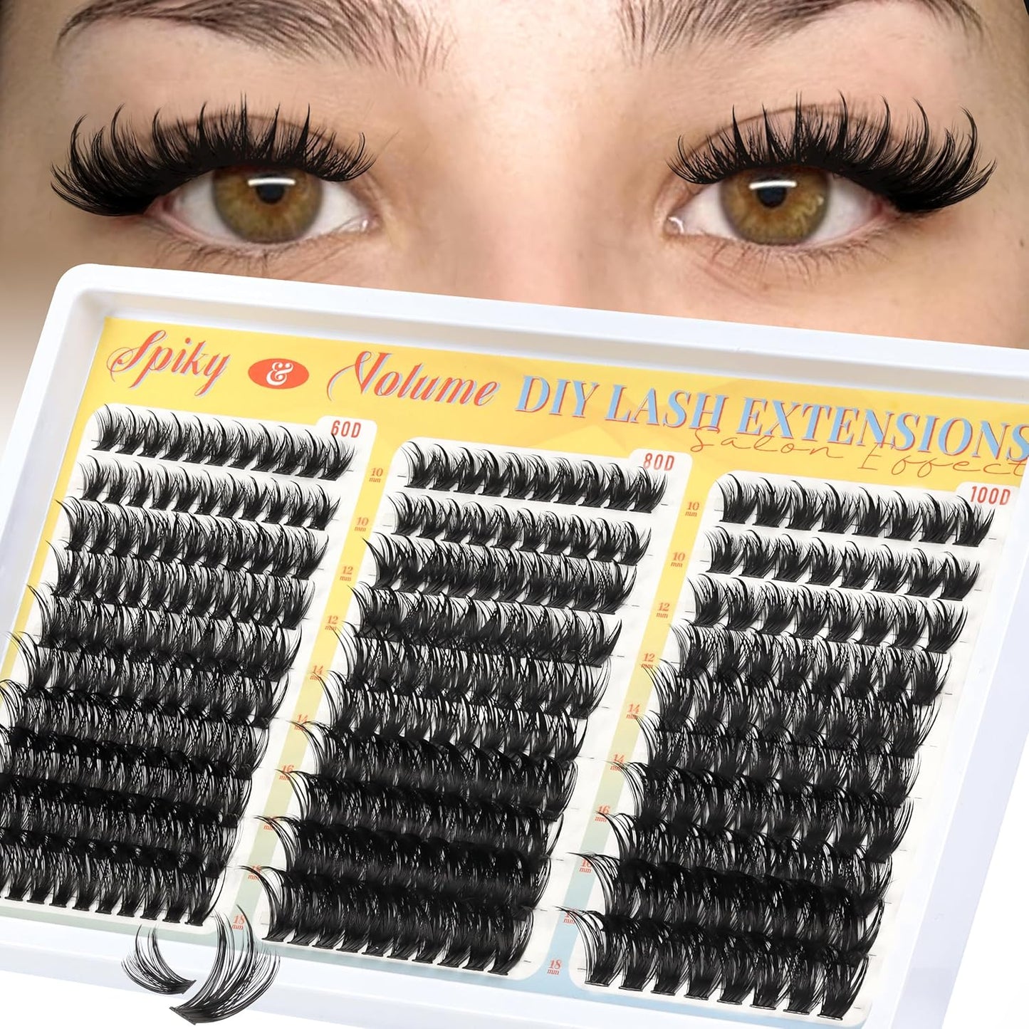 Manga Lash Clusters Kit - Spiky Anime Eyelash Extensions 270 Pcs | D Curl, 10-16mm, Fluffy & Natural Look