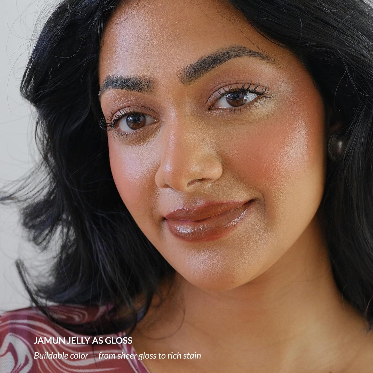 Hydrating Glossy Fruit Lip Stain - 2-in-1 Tint & Oil Stain | Lightweight Makeup for Smooth, Nourished Lips - Jamun Jelly