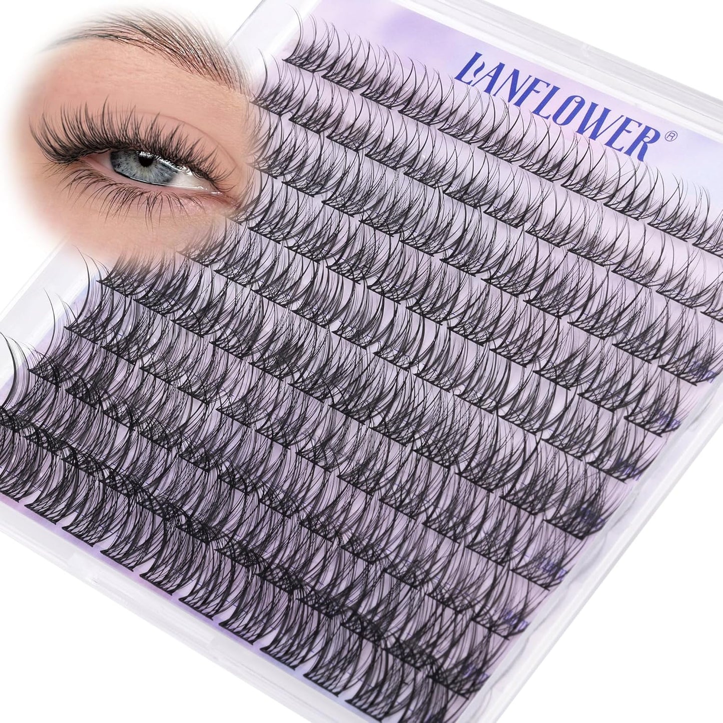 Natural Lash Clusters Kit - Wispy C Curved Eyelash Extensions | 8-16mm Individual Lashes with Bond & Tweezers