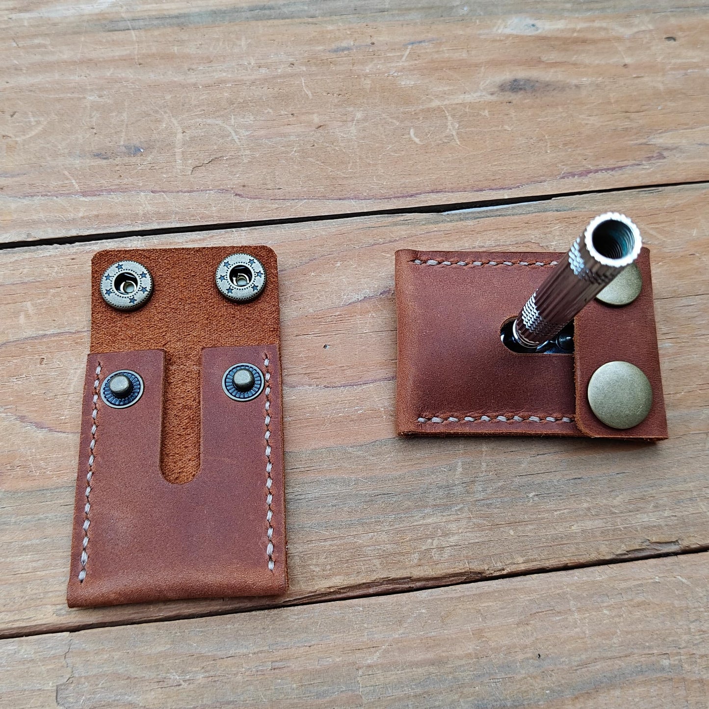 MEEBOY Handmade Leather Safety Razor Cover, Double Edge Head Case, Travel Protection Accessory (Brown)