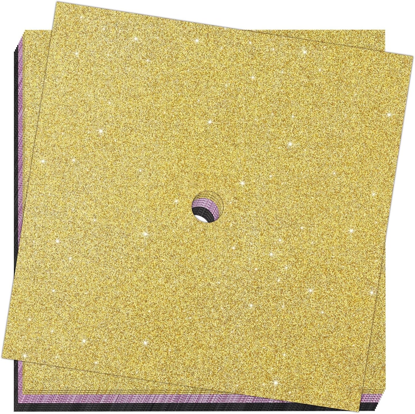 Graduation Cap Decorations Kit - 12 Pcs Glitter Cardstock & 4 Pcs Gemstone Stickers | DIY Grad Cap Toppers