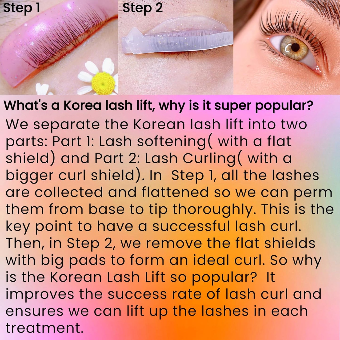 Korean Lash Lift Kit - Professional Eyelash Perming Set with Flat Shields | 15 Sachets for Quick 9-Minute Curling