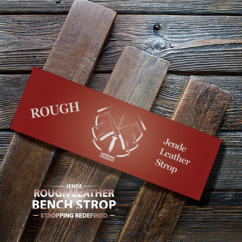 Jende 2"x6" Rough Cow Leather Knife Strop on 3/4" thick Acrylic-for knife and razor stropping