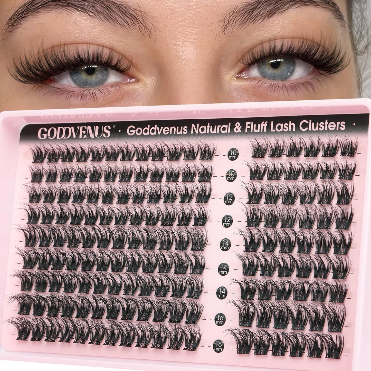 Plush Lash Clusters Kit - Natural Wispy Eyelash Extensions for DIY Home Use | D Curl Individual Lashes with Waterproof Bond