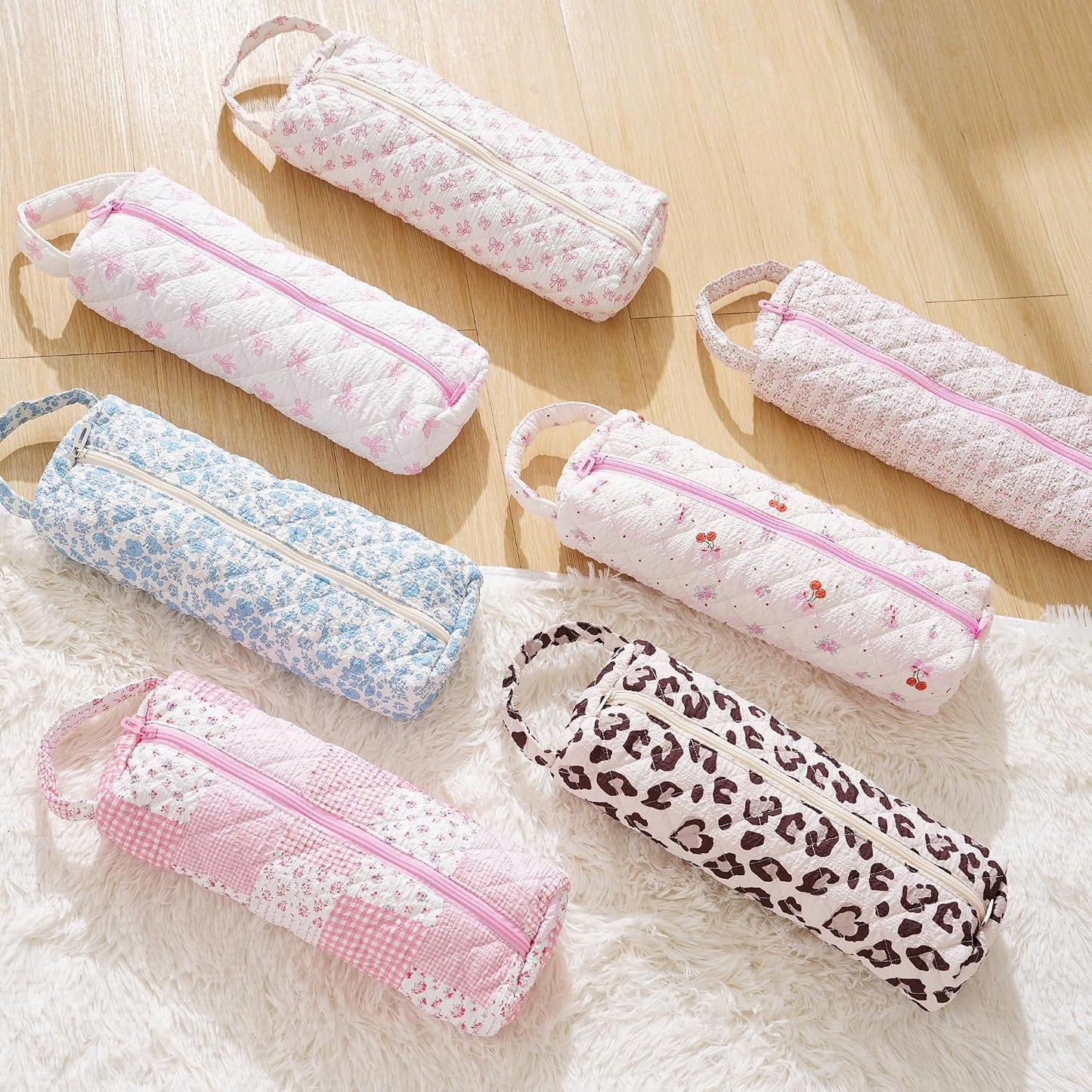 Quilted Hair Tools Travel Bag - Portable Organizer for Dyson Airwrap & Shark FlexStyle | Pink Plaid Floral