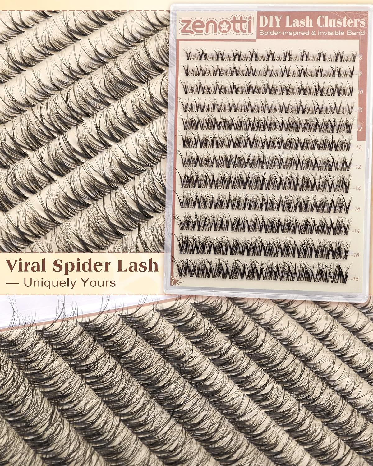 Natural Lash Clusters - Wispy Spider Eyelash Extensions | DIY Individual Lashes 8-16mm D Curly
