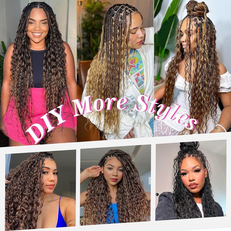 Feather Crochet Human Hair for Black Women - 100 Strands Deep Wave Boho Braids | Pre-Looped, Soft & Reusable