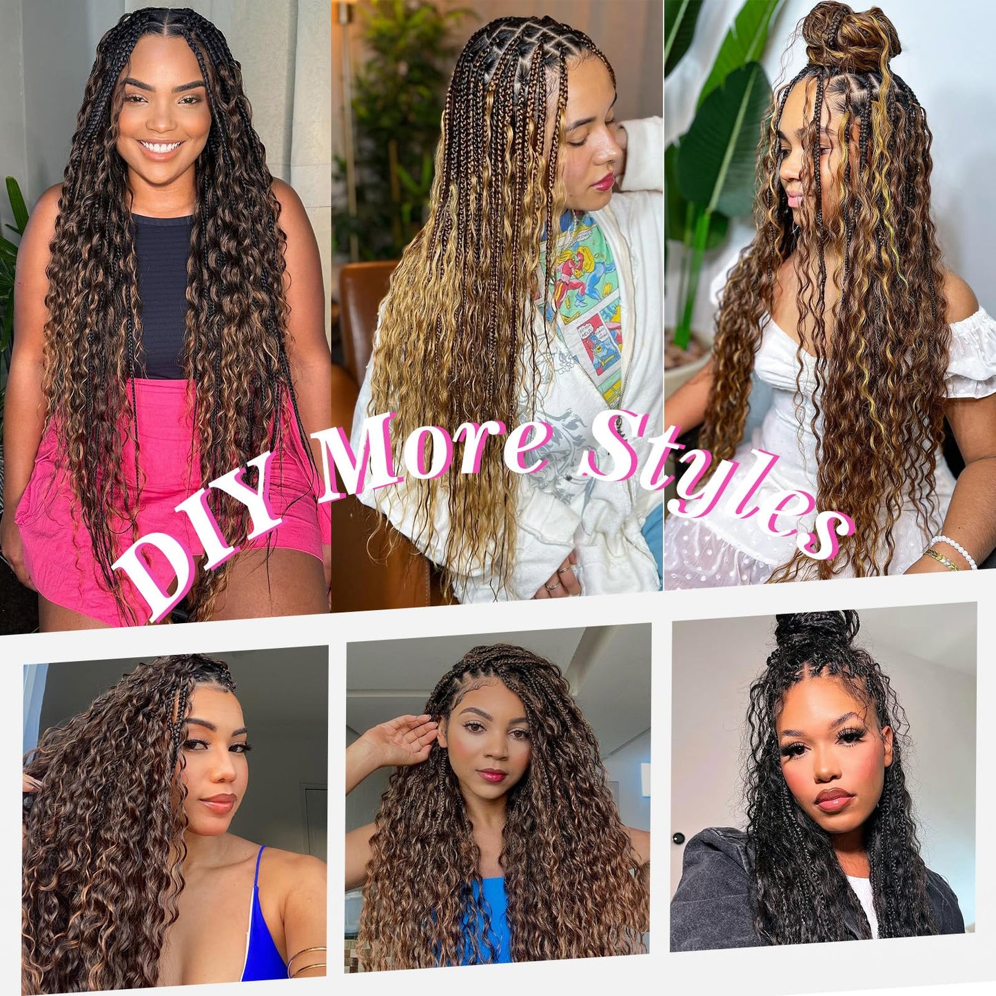 Urbeauty Feather Crochet Human Hair for Black Women, 100% Real Human Hair, 100Strands Deep Wave for Boho Braids, Miracle Knots, Pre-Looped, Knotless & Invisible, Soft, Reusable, Beginner-Friendly