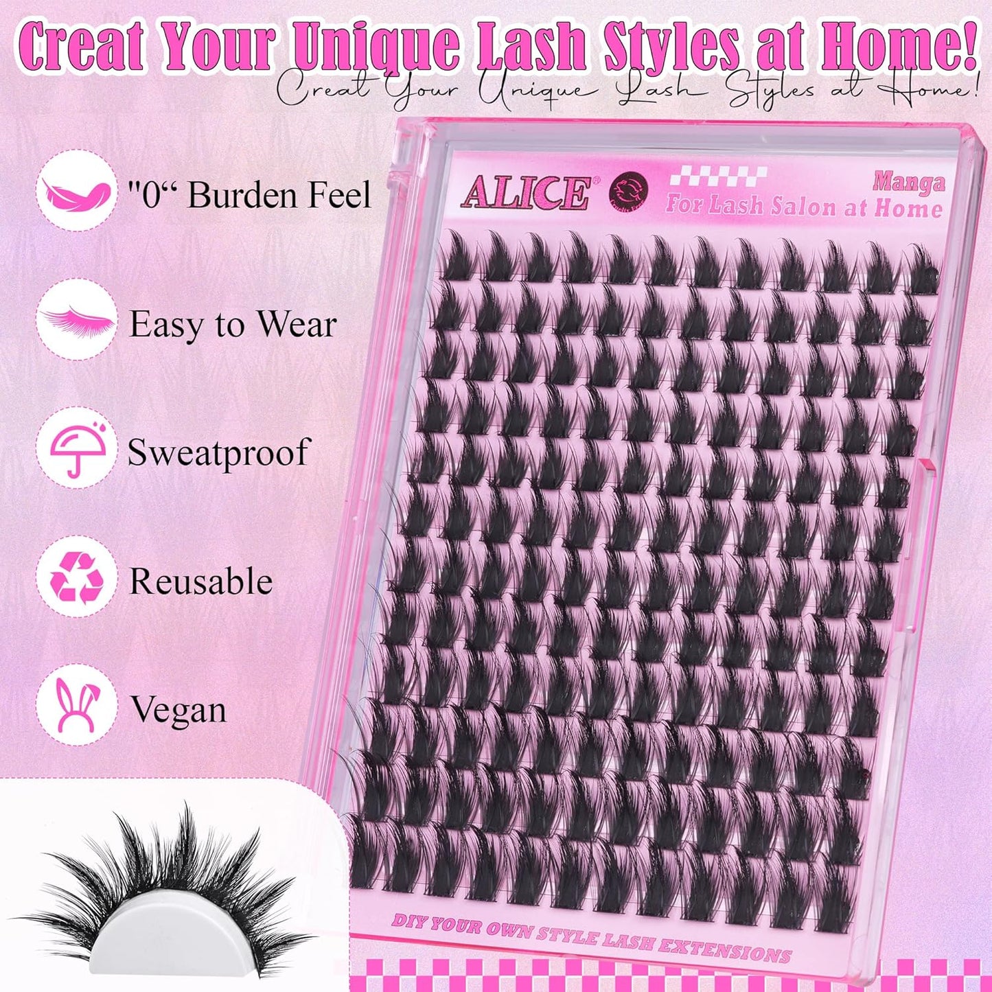 Manga Lash Clusters - Wispy Anime Eyelash Extensions for DIY Beauty | 144pcs, 10-18mm Curly
