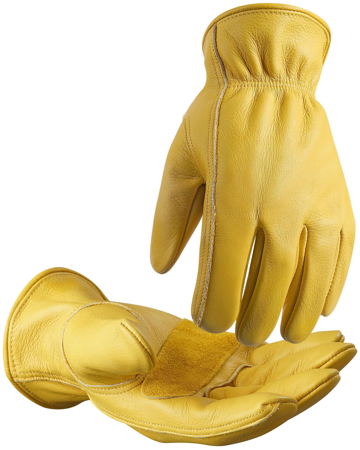 DULFINE Leather Work Gloves for Men & Women, Reinforced Durable Gardening Gloves,Cowhide Work Gloves,Puncture & Cut Resistant