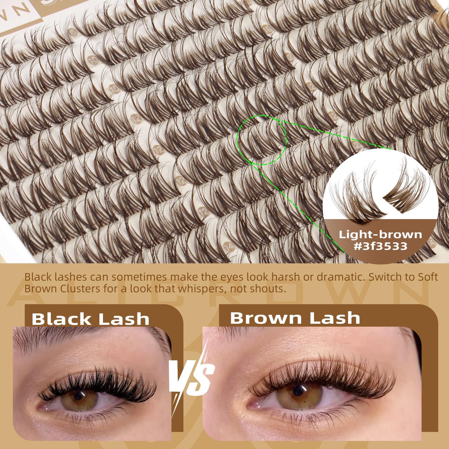 Brown Spider Lash Clusters Kit Breeze Eyelash Clusters Kit Wispy 8-14MM Cluster Eyelash Extensions Natural D Curly Lash Extensions Kit with Lash Bond and Seal Daily Wear for Clean Girl Makeup 150pcs