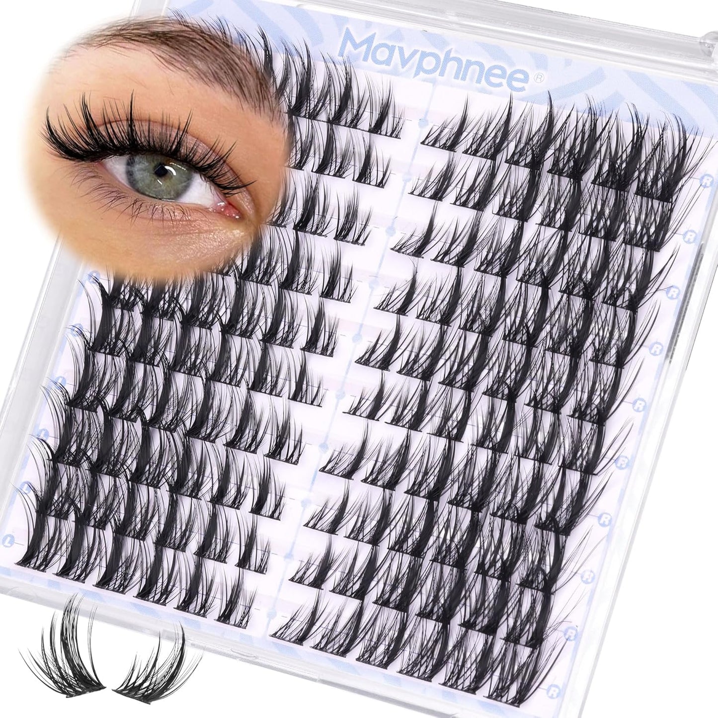 Natural Wispy Eyelash Extensions - Spider Lash Clusters 8-16MM | CC Curl, Flexible Clear Band for Effortless Application
