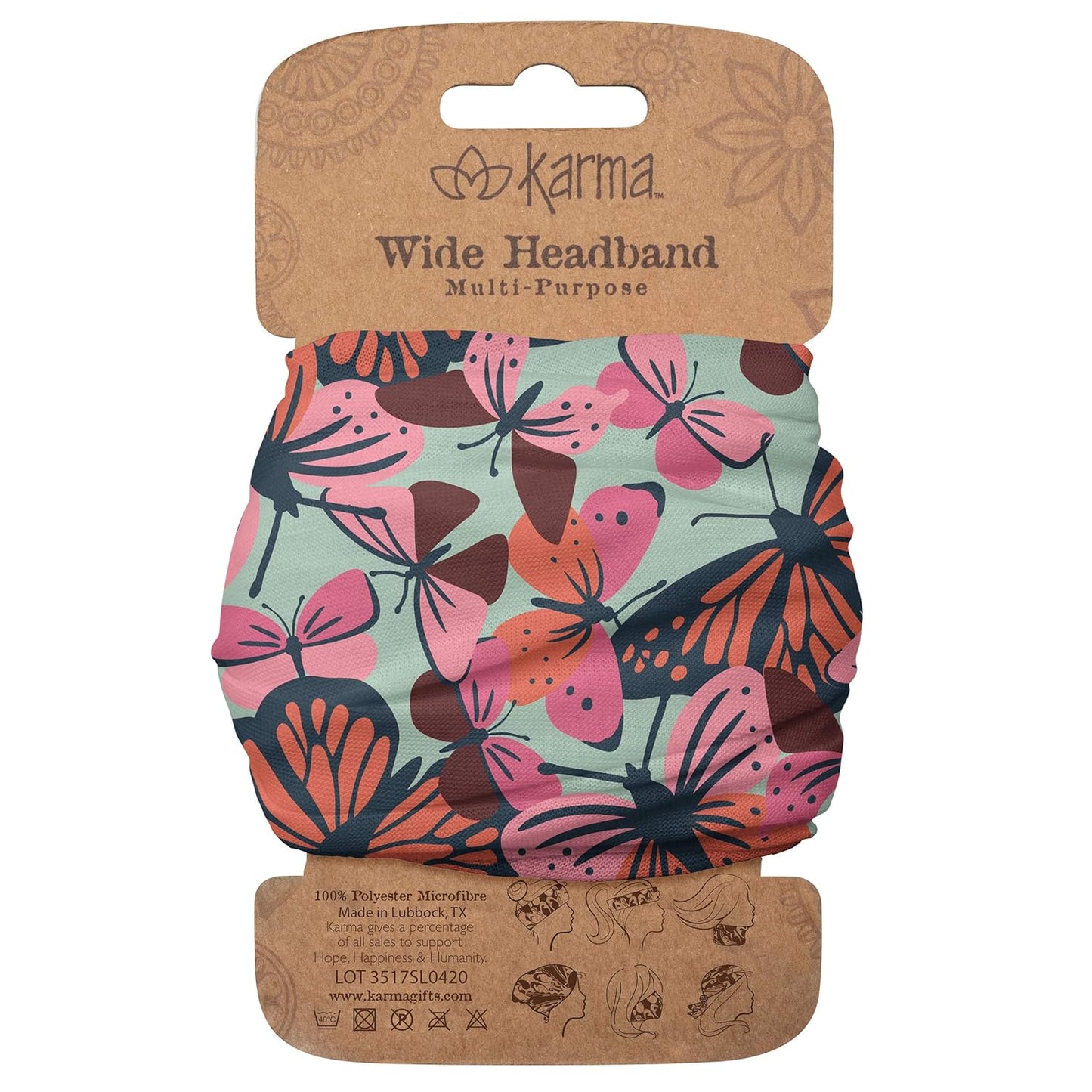 Floral Headband for Women - Teal/Apricot Split Design | Wide Fabric & Stretchy Hair Scarf