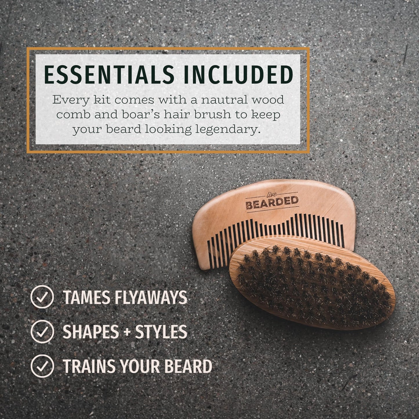 Live Bearded Total Beardsman Kit - Complete Beard Growth Kit for Men - Beard Oil, Butter, Wash, Conditioner, Vitamins, Comb, Brush | 1880 - Bourbon, Bitters, Citrus