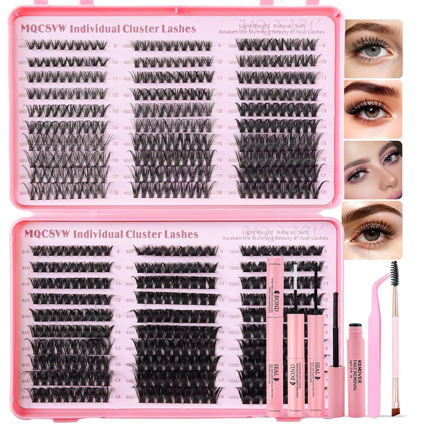 Lash Clusters - 80D & 100D Long 10-21mm Eyelash Extensions Kit | Wispy Thick Volume 300pcs Individual Lashes