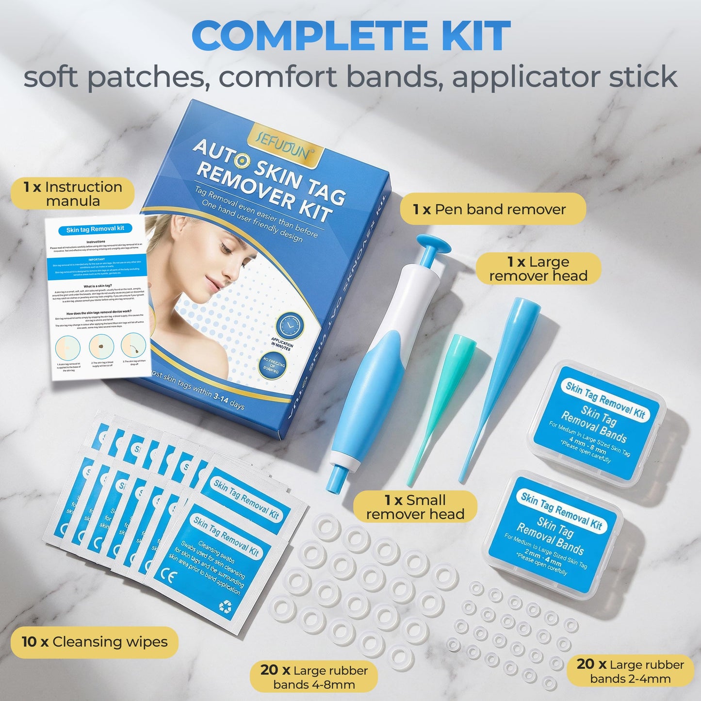 ICYVIBES Premium Skin-Care Patch Big Kit – Gentle Foot & Face Care Set with Soft Patches, Comfort Bands & Stick Applicator for Men Women & Kids
