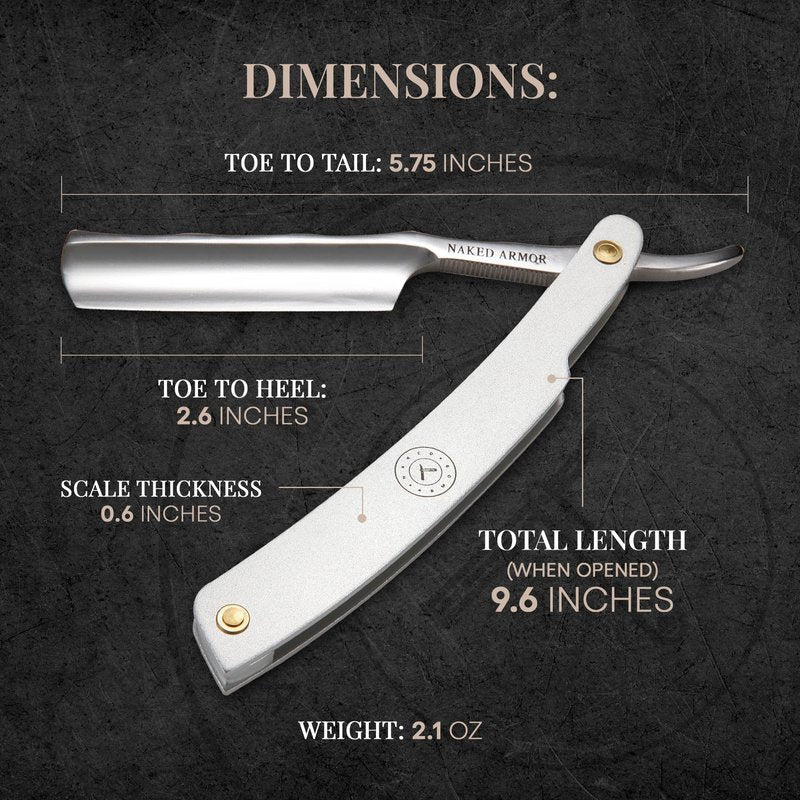 Naked Armor Merlin Straight Razor - Shave Ready 7/8" Round Nose Japanese Stainless Steel Straight Razors for Men with Powdered Steel Scale, Case Included, Close Shave
