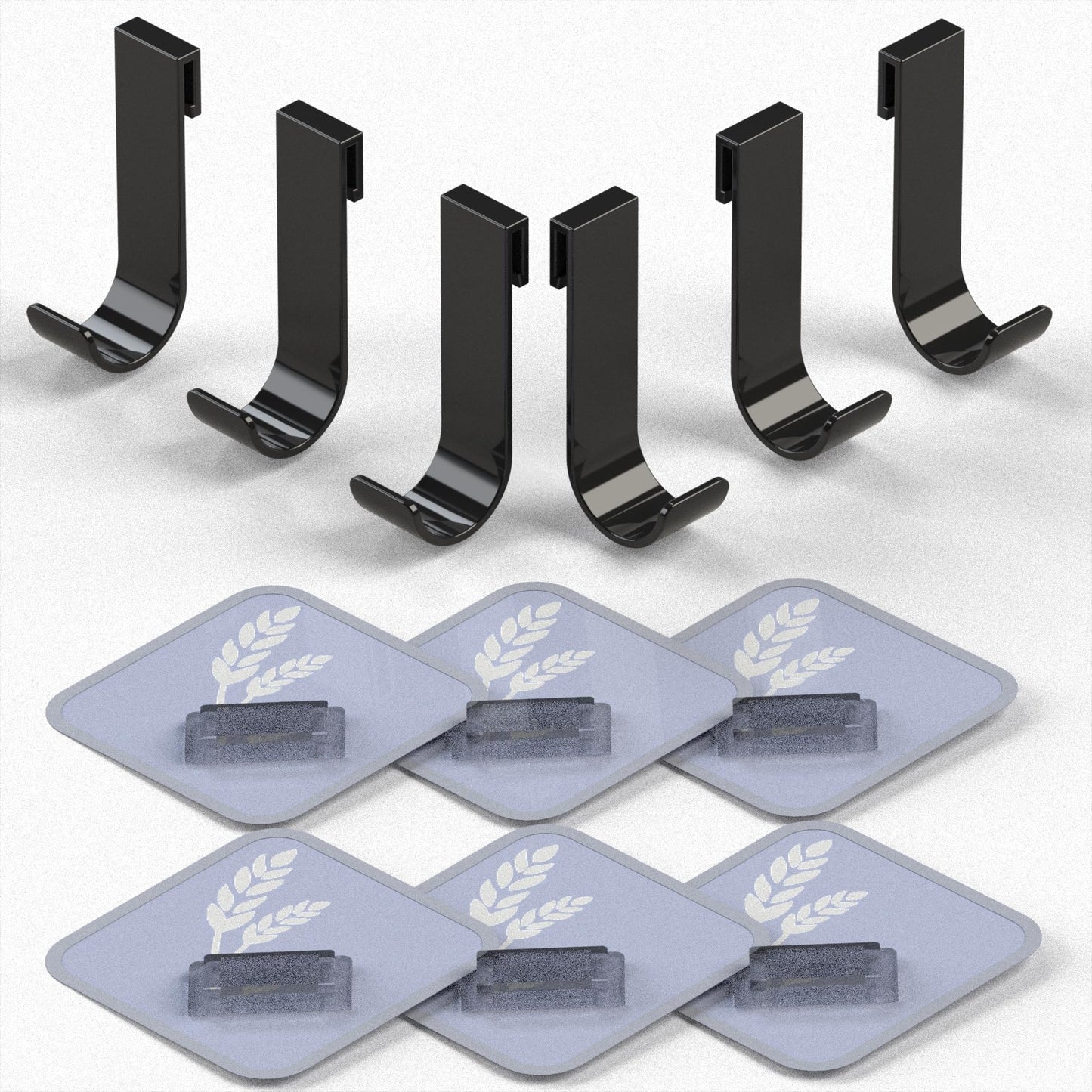 Jovware Black Shower Caddy, Sticky Key Hooks, Adhesive Hooks for Kids, Spoon Hanger Decorative, Self Adhesive Coat Hooks Utility Hooks 6 Pack