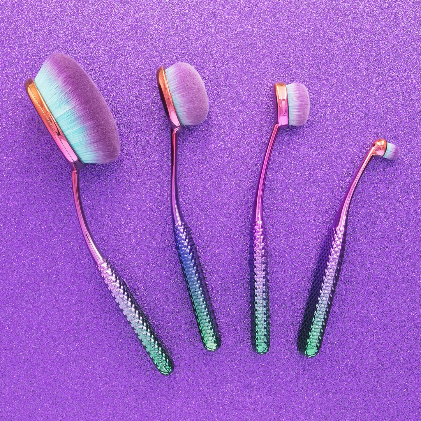 Prismatic 4pc Face Perfecting Makeup Brush Set - Ultra-Soft Synthetic Brushes for Seamless Foundation, Blush & Powder Blending