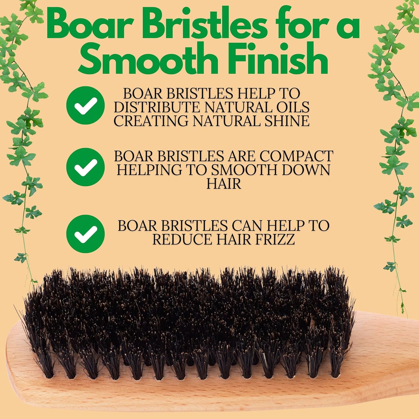 GranNaturals Boar Bristle Hair Brush - Large Smoothing Brush for Sleek, Frizz-Free Styles | Unisex Hair Care Tool